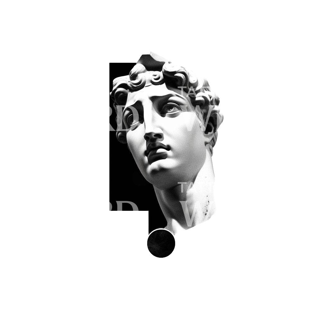 Modern Greek Statue Bust Tattoo Design