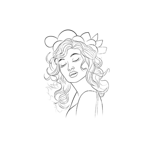 Single Line Woman Portrait Tattoo Design