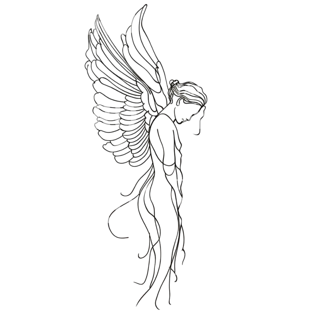 Defeated Angel Minimalist Tattoo Design