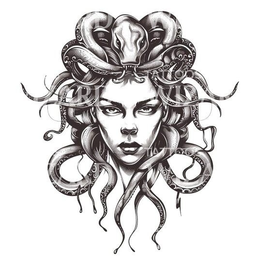 Mythical Medusa Portrait Tattoo Design