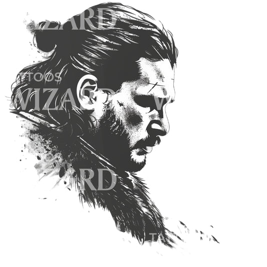 Minimalist Jon Snow Portrait Tattoo Design
