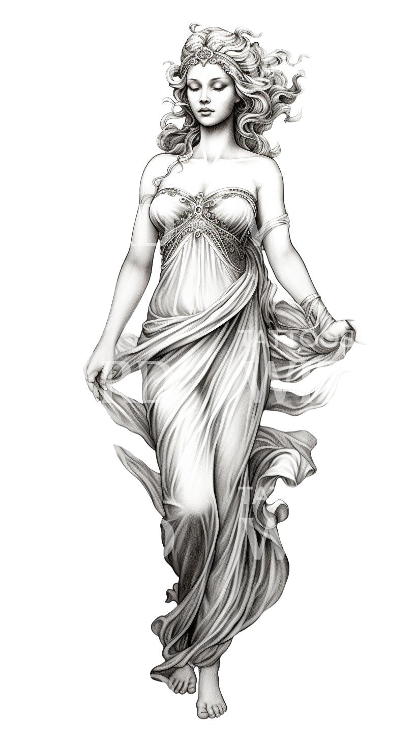Black and Grey Greek Goddess Design