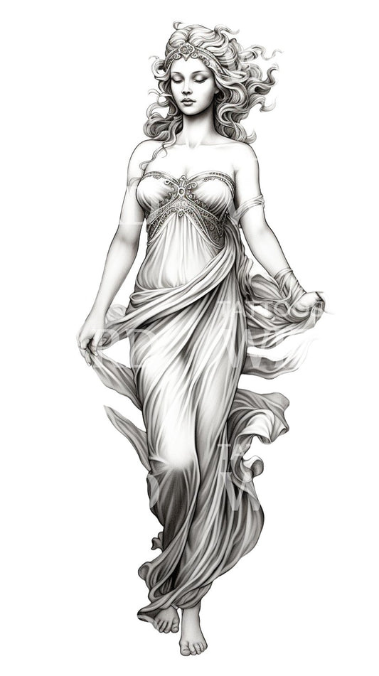 Black and Grey Greek Goddess Design