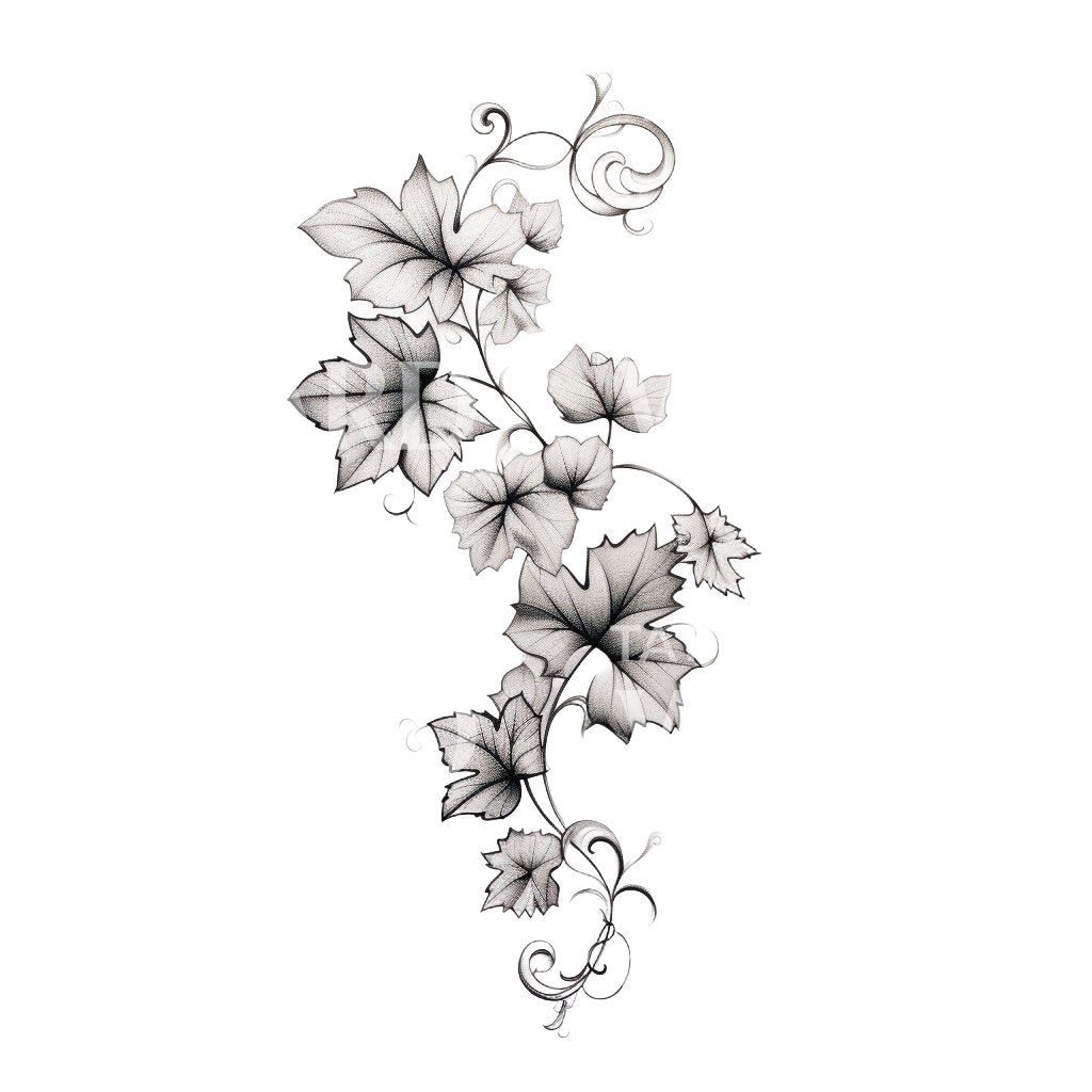 Black and Grey Ivy Tattoo Design