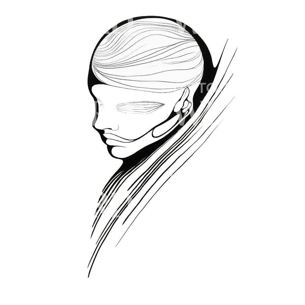 Contemporary Lines Portrait Tattoo Design