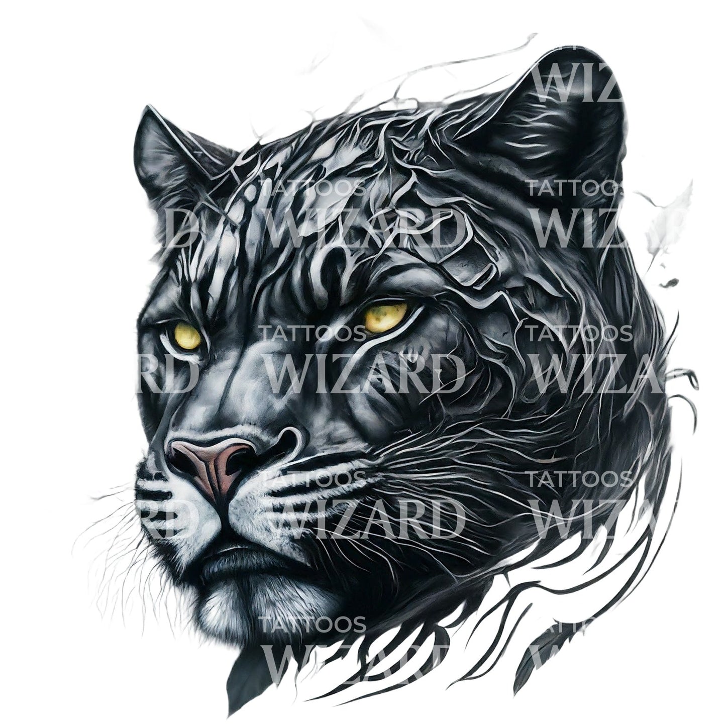 Silent Power Panther Tattoo Design