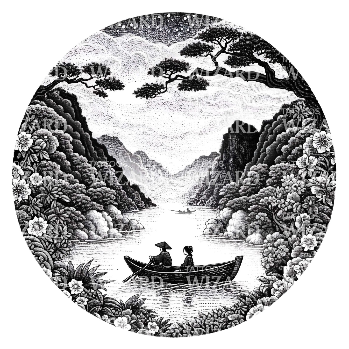 Sailing Scenery Tattoo Design
