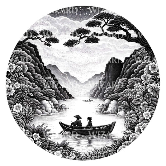 Sailing Scenery Tattoo Design