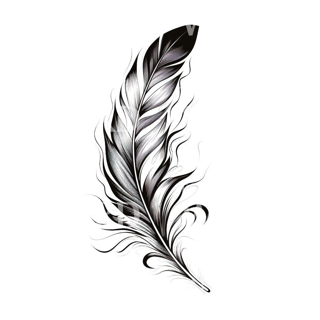 Black and Grey Feather Tattoo Design
