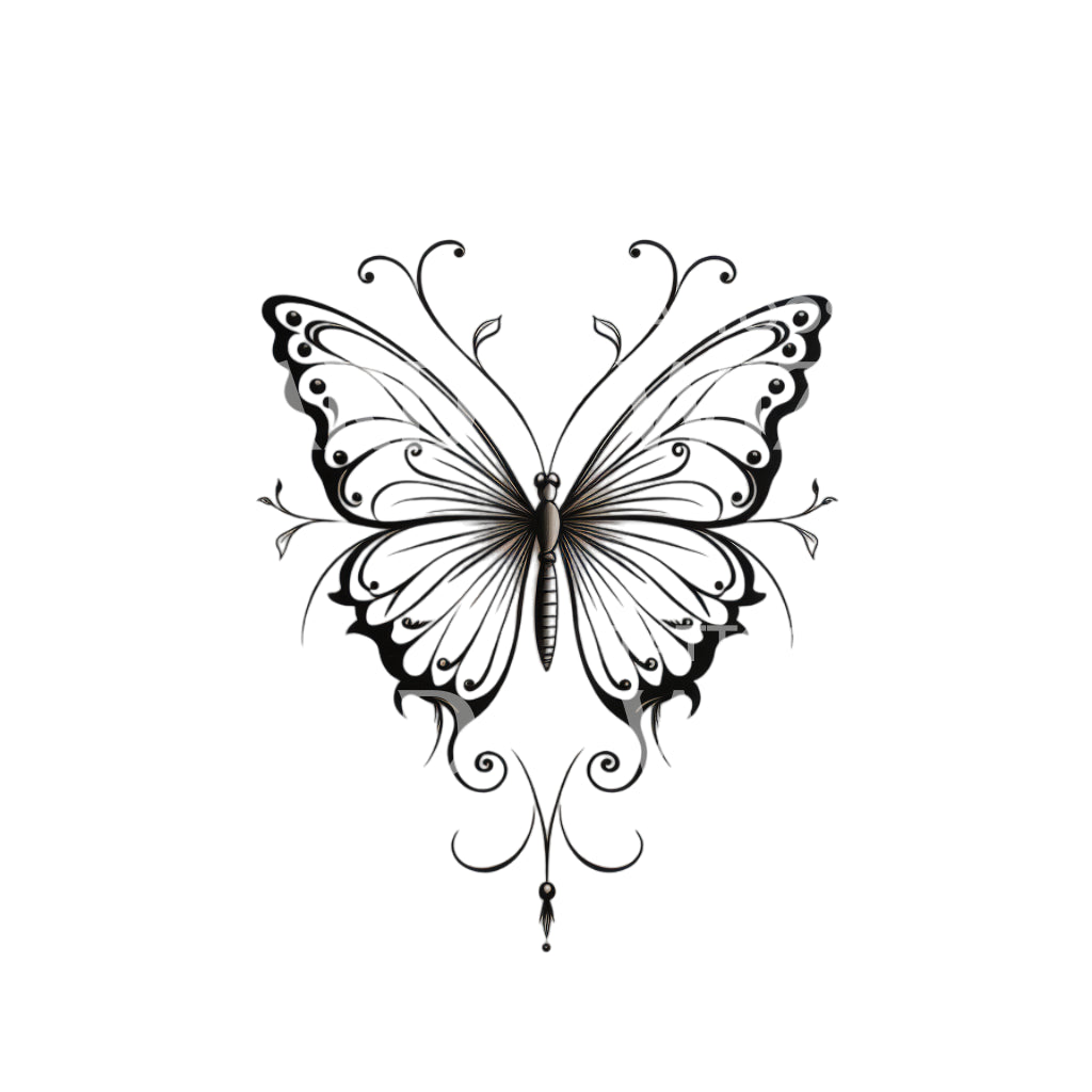 Cute Fine Line Butterfly Tattoo Design