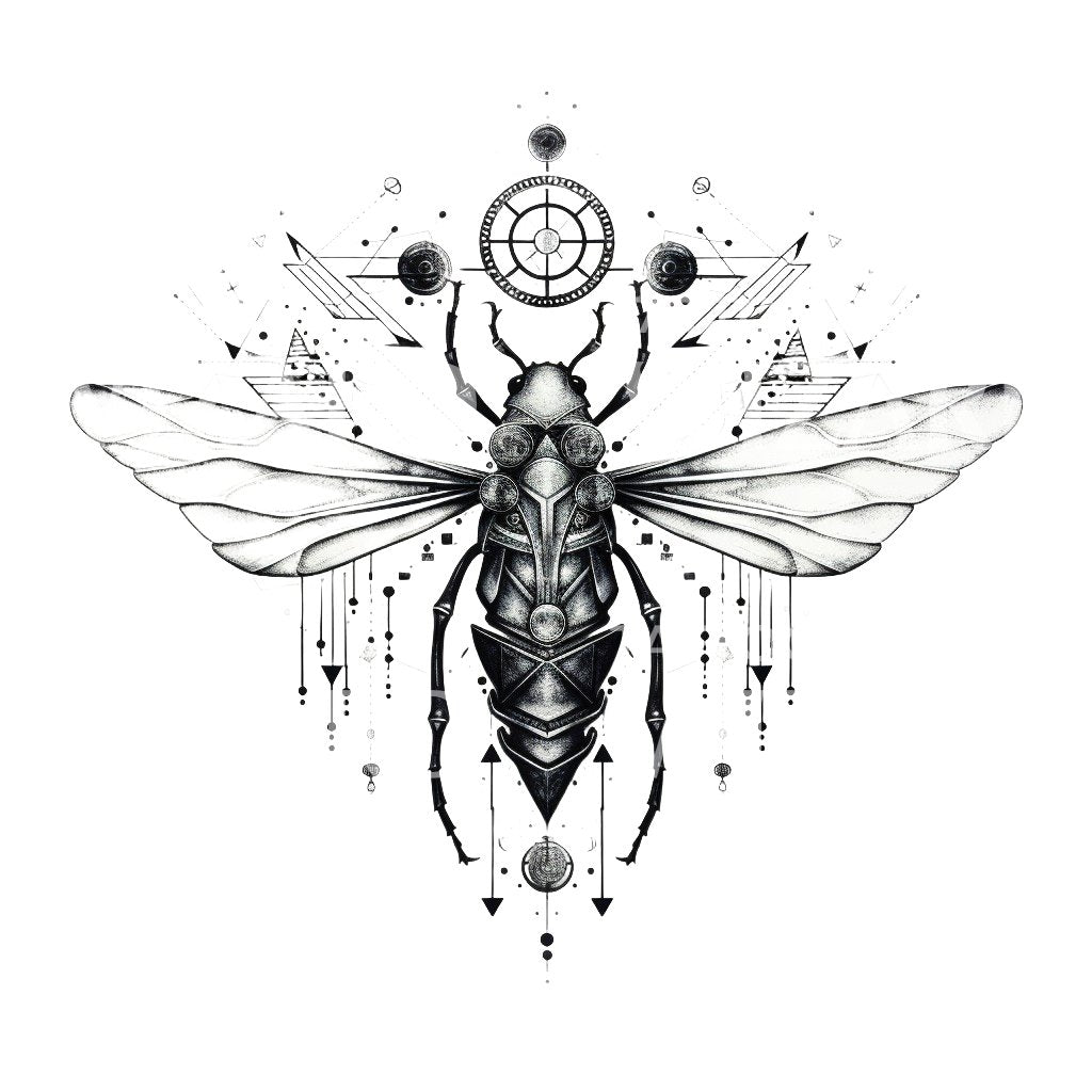Futuristic Insect Tattoo Design