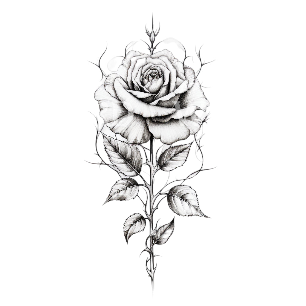 Black and Grey Rose Tattoo Design