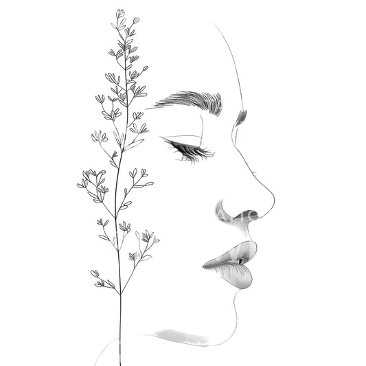 Graceful Woman with Wildflower Tattoo Design