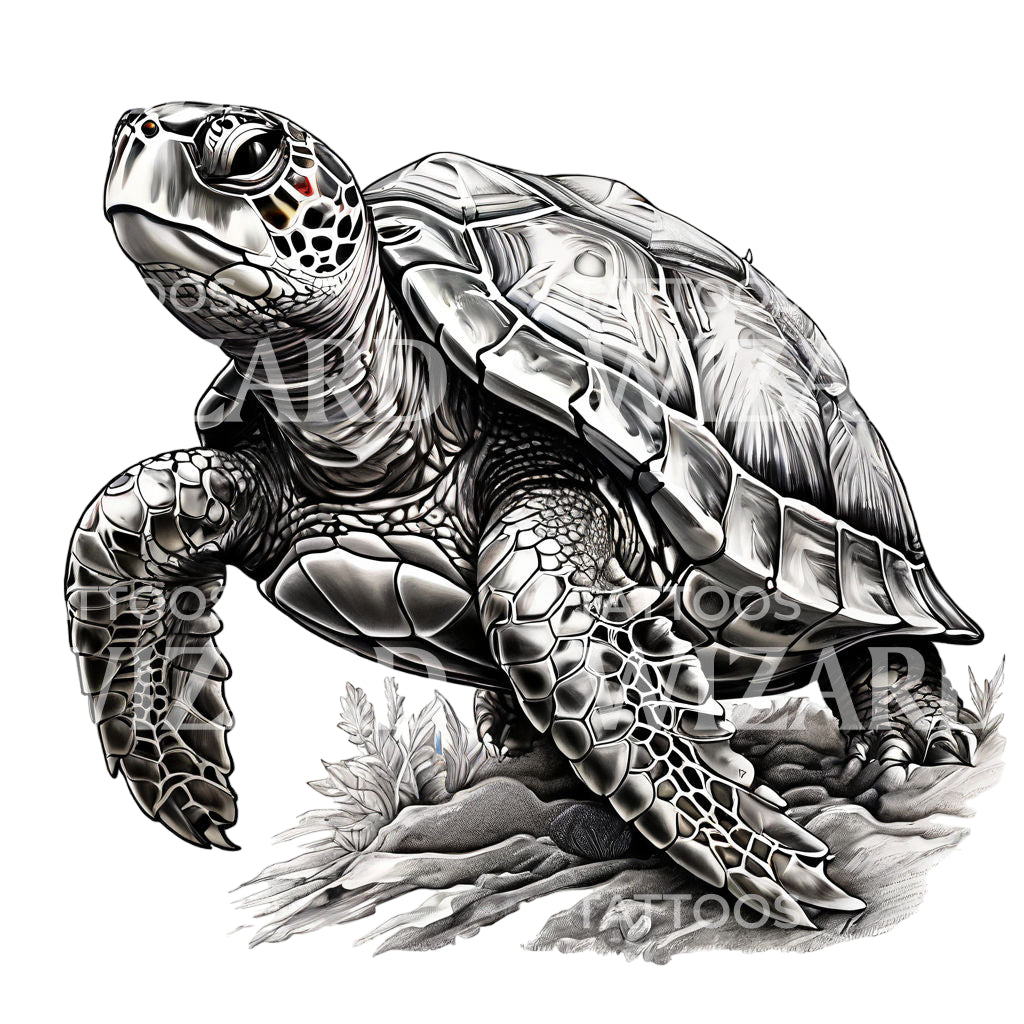 Stranded Turtle Tattoo Design