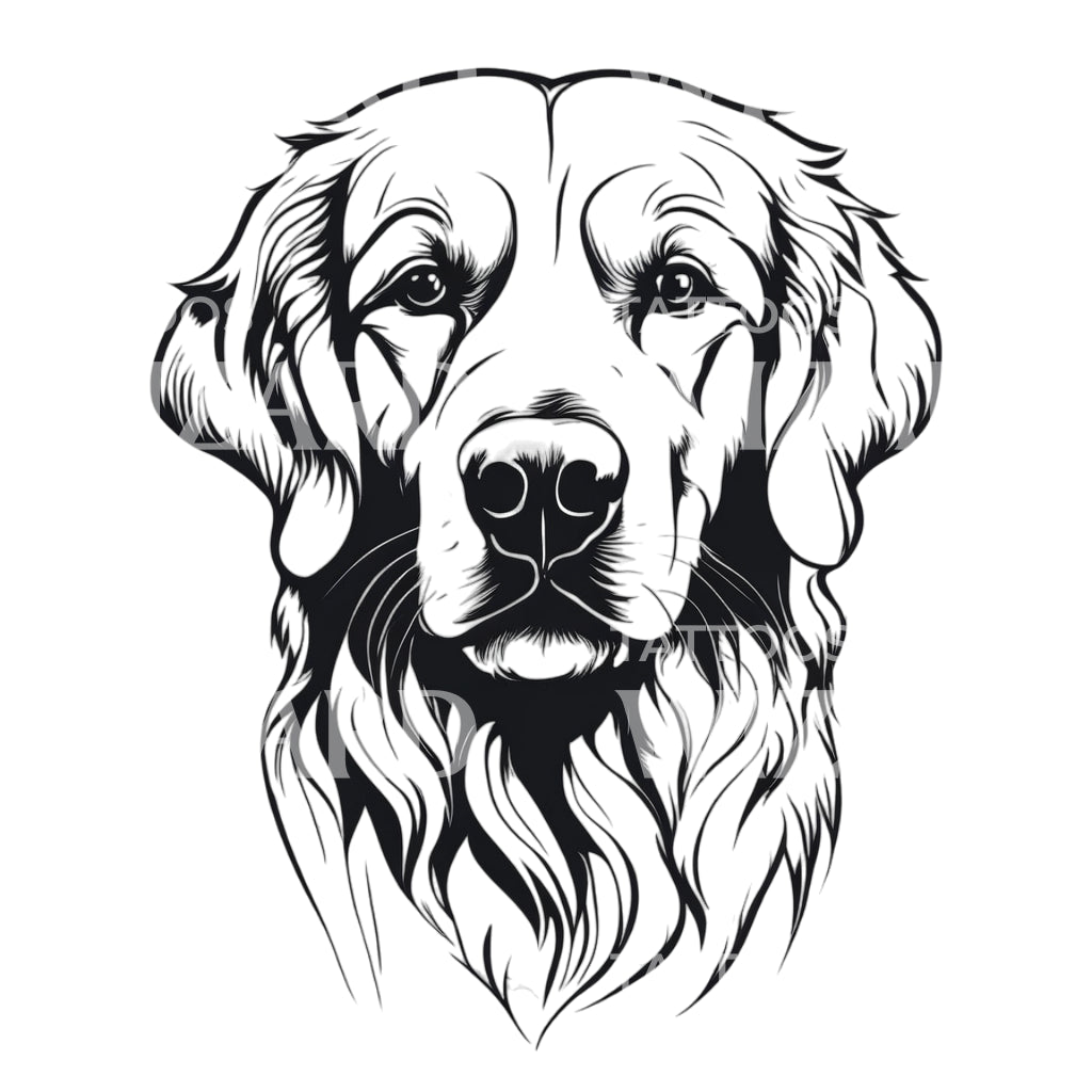 Golden Retriever Dog Head Tattoo Design