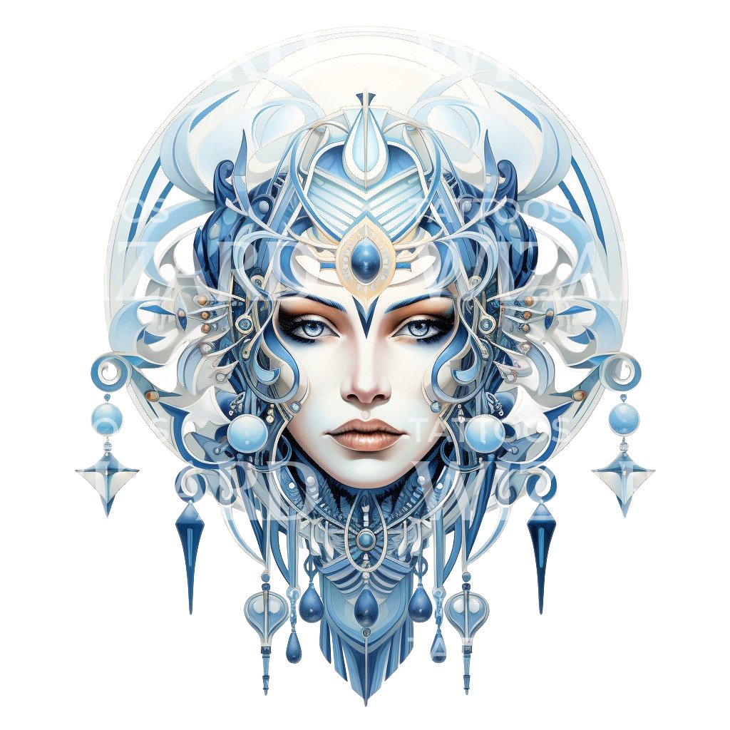 Neo Traditional Woman Talisman Tattoo