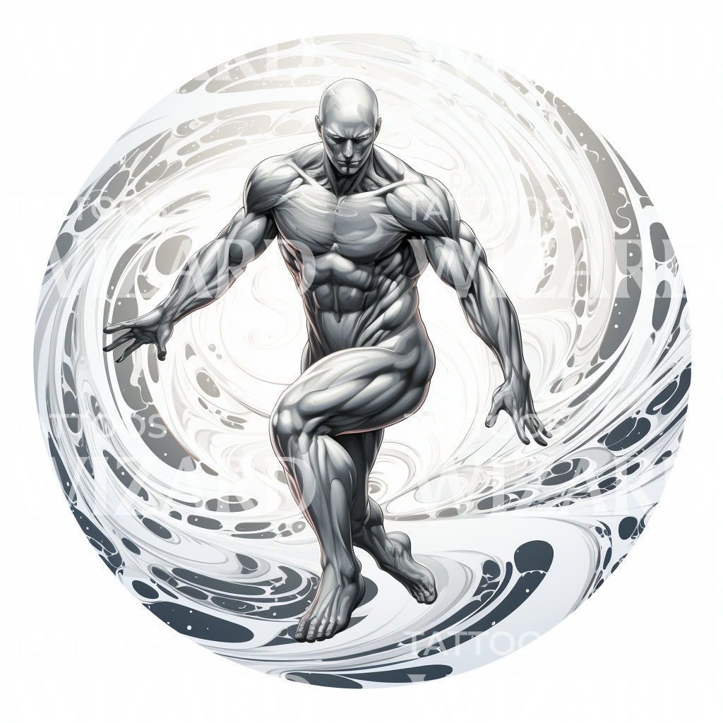 Marvel Inspired Silver Surfer Tattoo Design