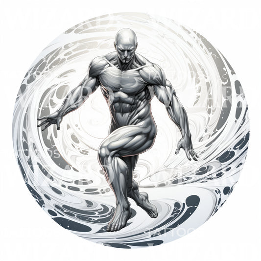 Marvel Inspired Silver Surfer Tattoo Design