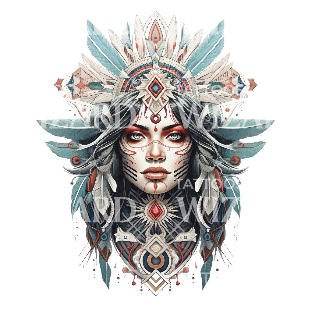 Native American Goddess Tattoo Design