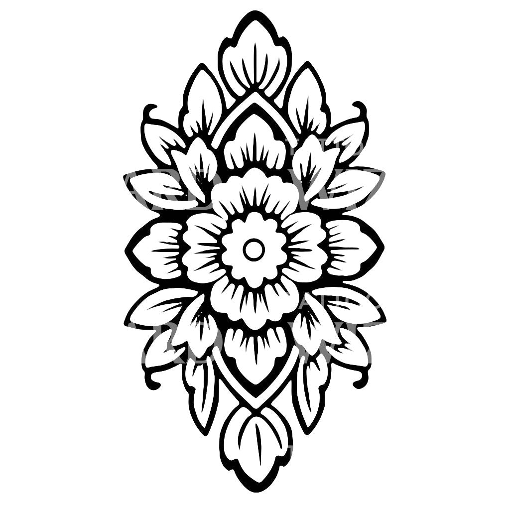 Outline Floral Mandala Tattoo Design