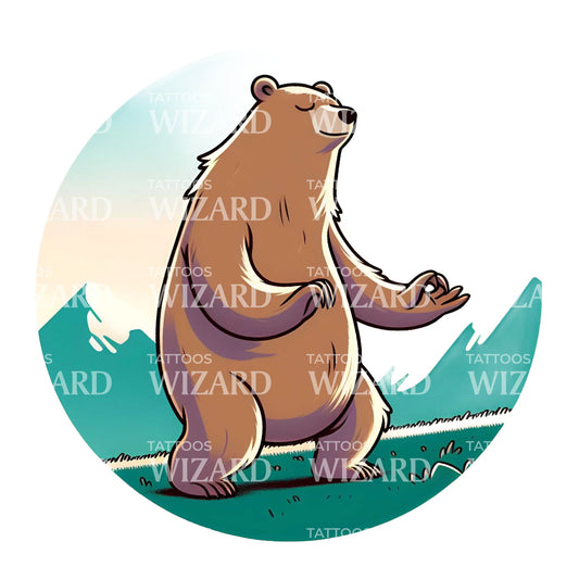 Stoic Happy Bear Tattoo Design
