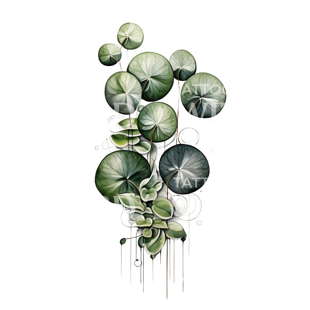 Pilea Plant Tattoo Design