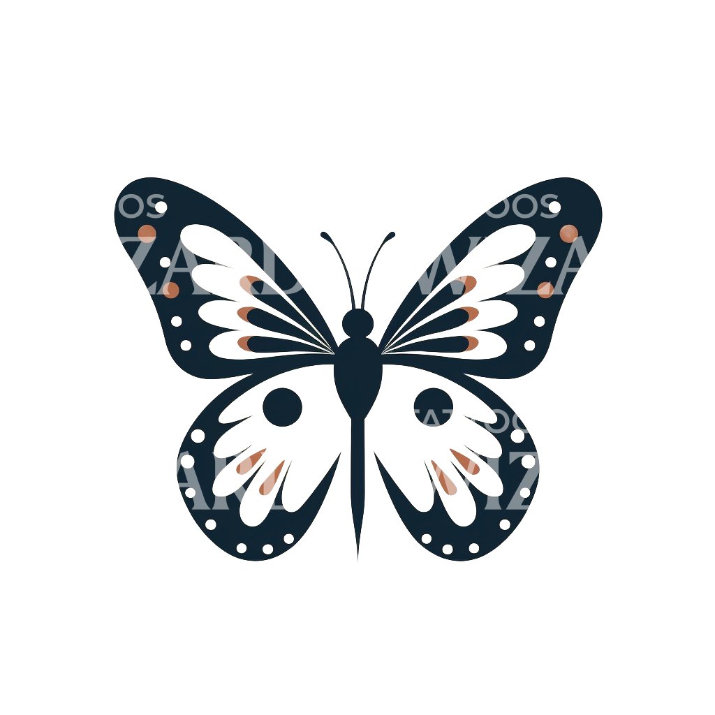 Vintage Minimalist Butterfly Tattoo Design