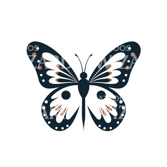 Vintage Minimalist Butterfly Tattoo Design