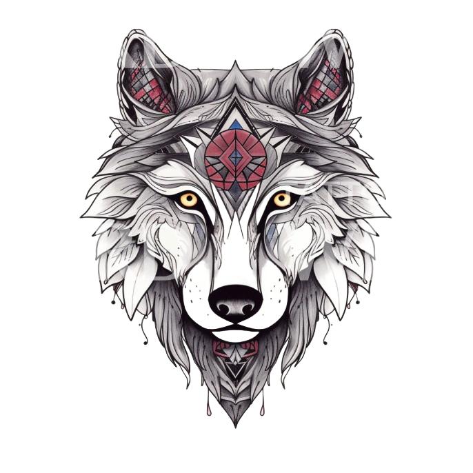 Geometric Wolf Tattoo Design