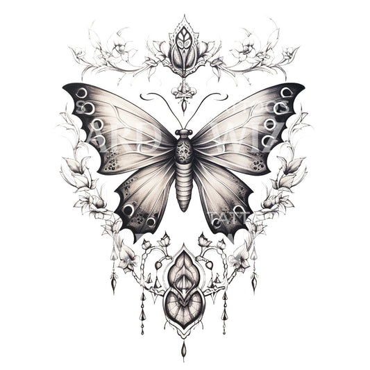 Ornamental Butterfly Tattoo Design