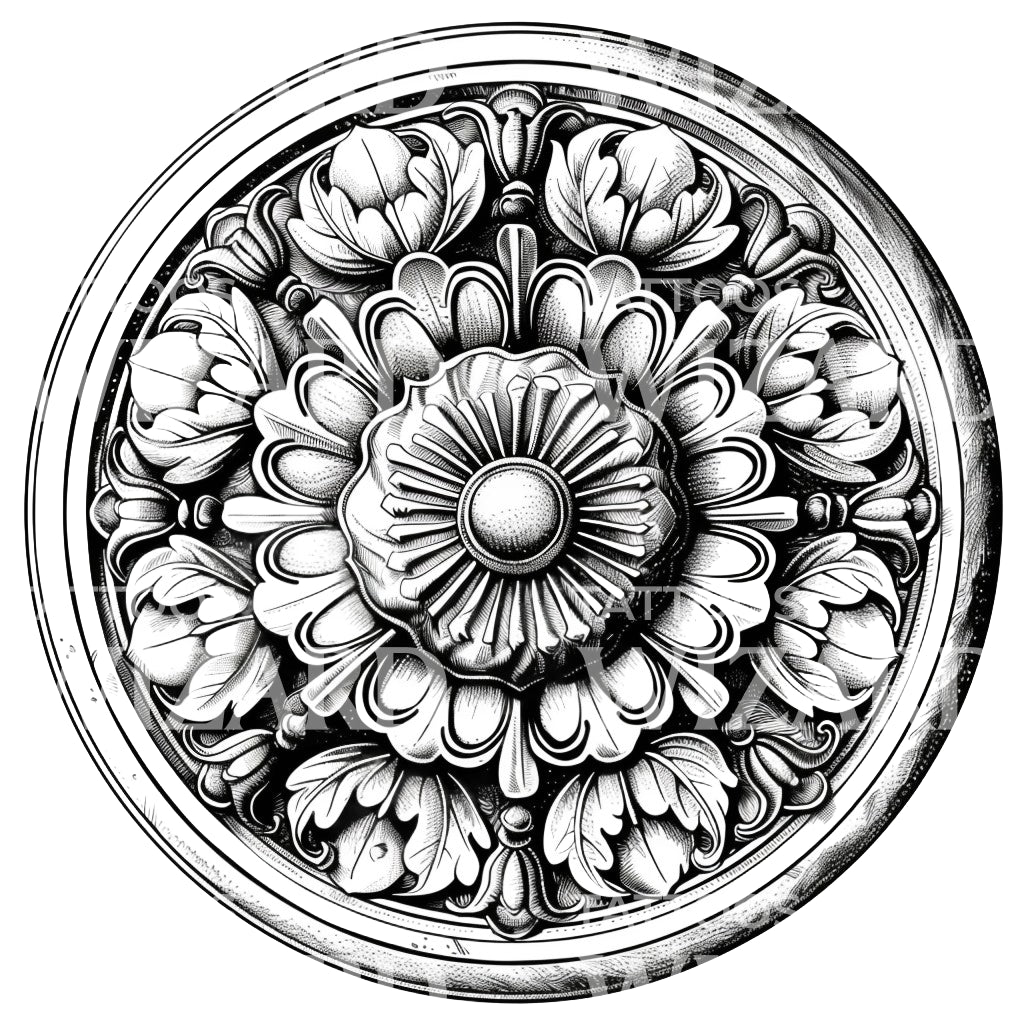 Decorative Ceiling Rosette Tattoo Design