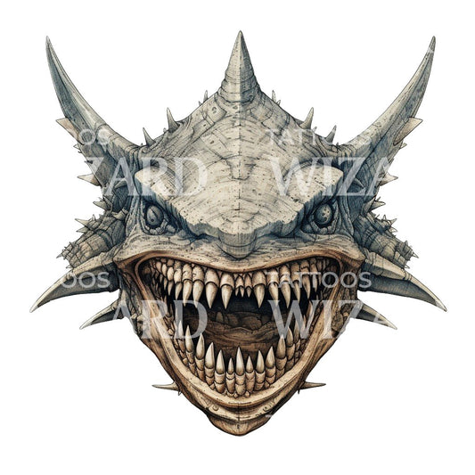 Ancient Shark Triassic Head Tattoo Design