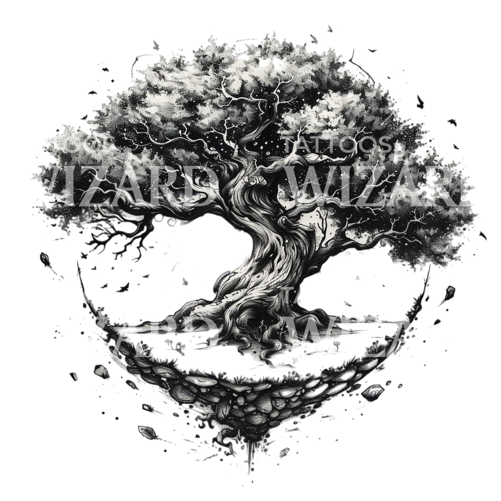 Legendary Travelers Tree Tattoo Design