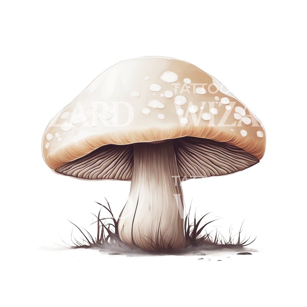 single Mushroom Tattoo Design
