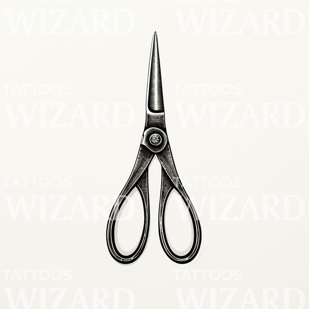 Engraving Scissors Tattoo Design