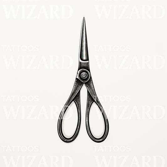 Engraving Scissors Tattoo Design