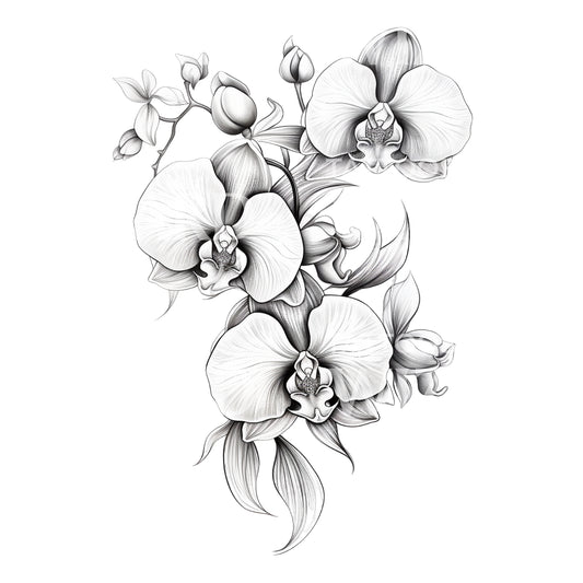 Black and Grey Orchid Flower Tattoo Design