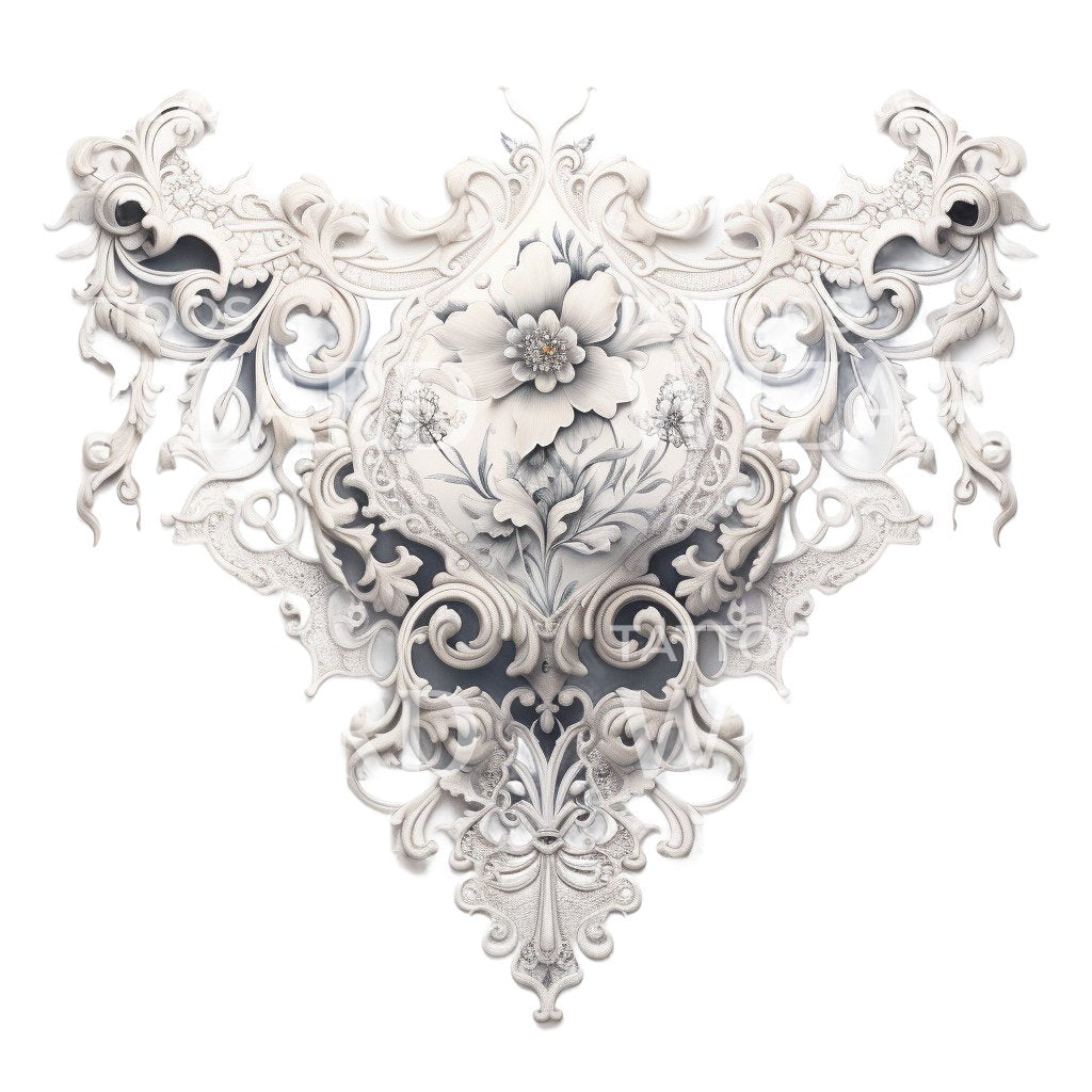 French Lace Ornamental Tattoo Design