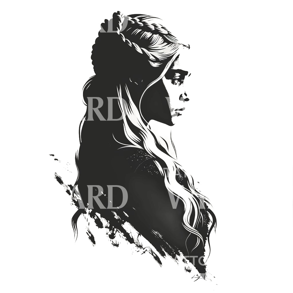 Daenerys Targaryen Minimalist Portrait Tattoo Design