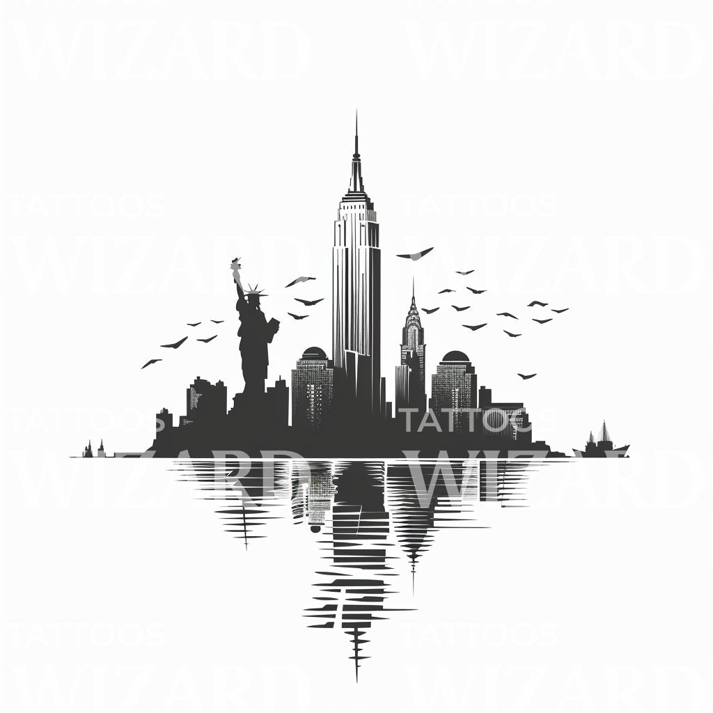 Minimalist New York Skyline Tattoo Design