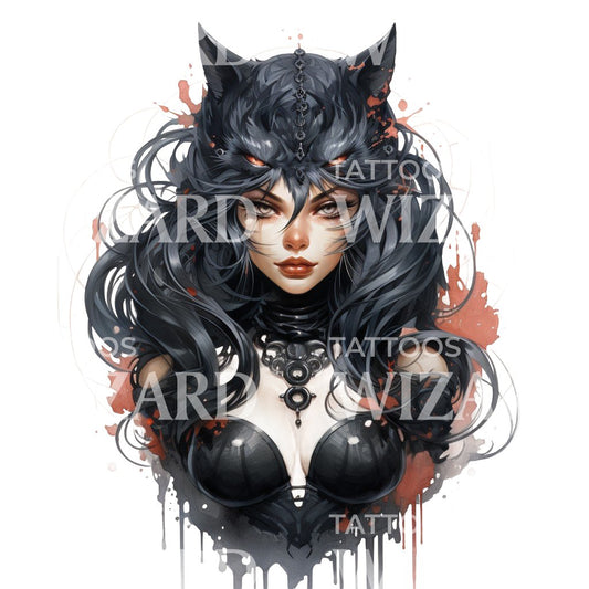 Anime Inspired Witch Tattoo Design