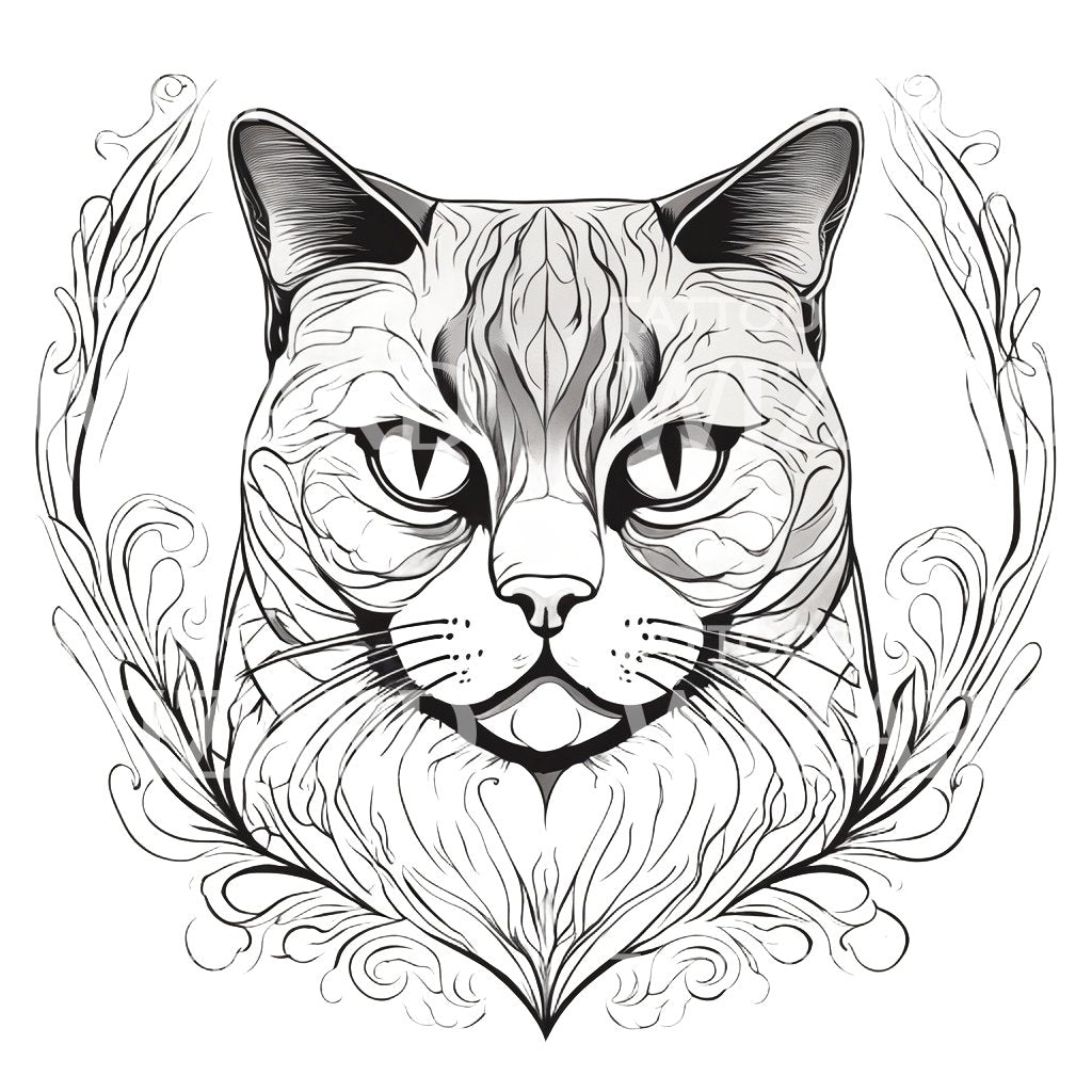 Bengal Cat Head Tattoo Design