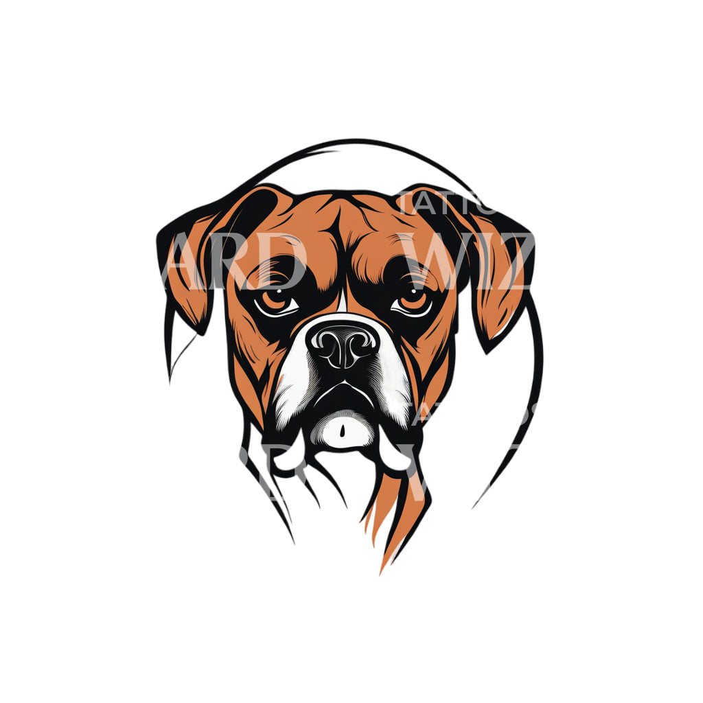 Boxer Dog Head Tattoo Design