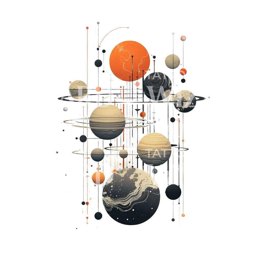 Planets Cosmic Tattoo Design