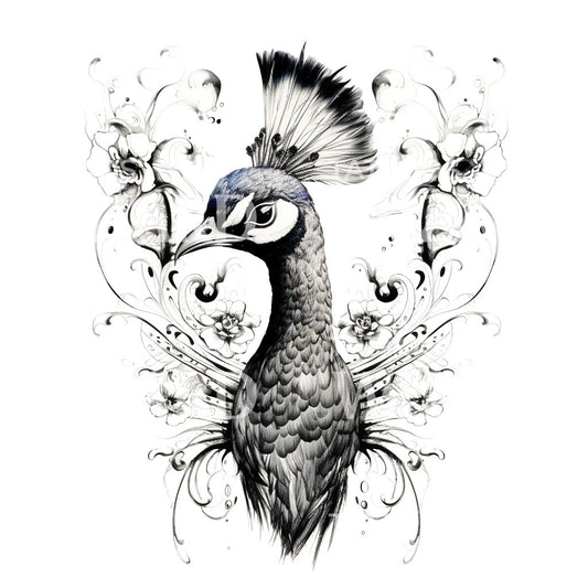 Delicate Peacock Tattoo Design