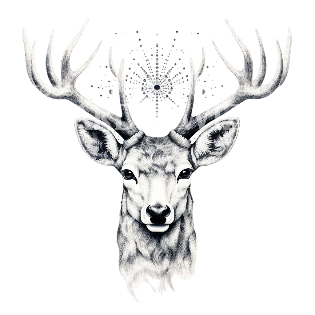 Deer Dotwork Tattoo Design