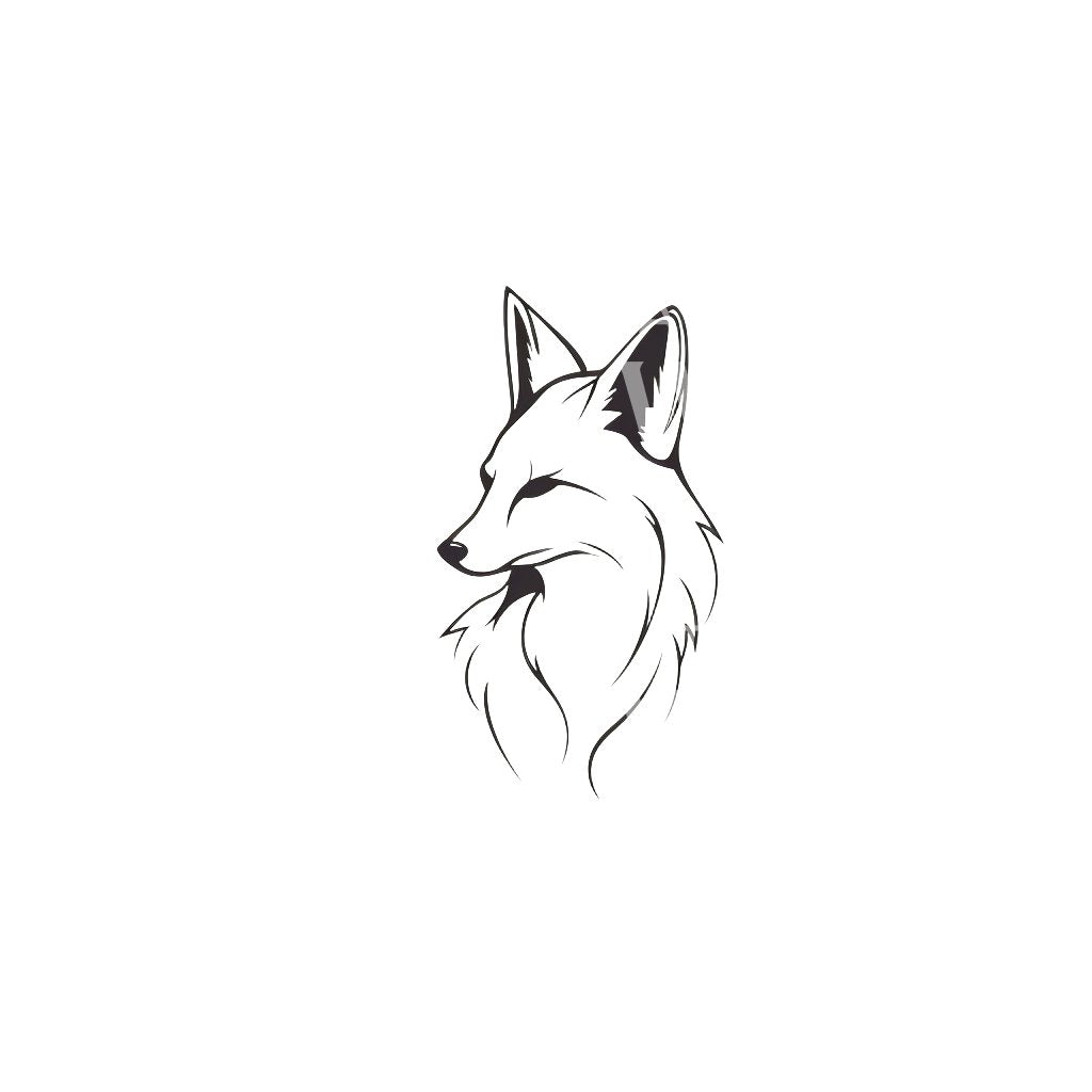 Minimalist Fox Curves Tattoo Design