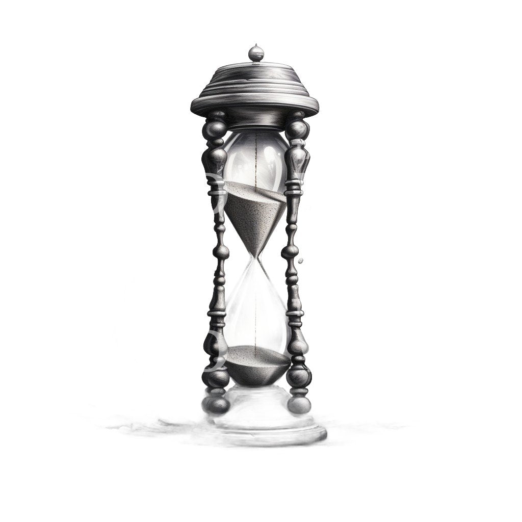 Black and Grey Hourglass Tattoo Design