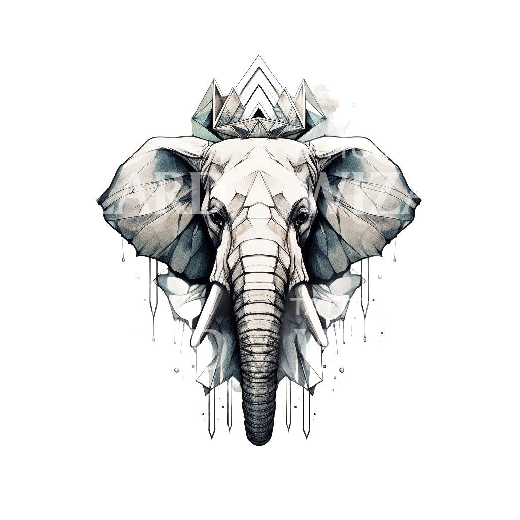 Glaciar Elephant Illustrative Tattoo Design