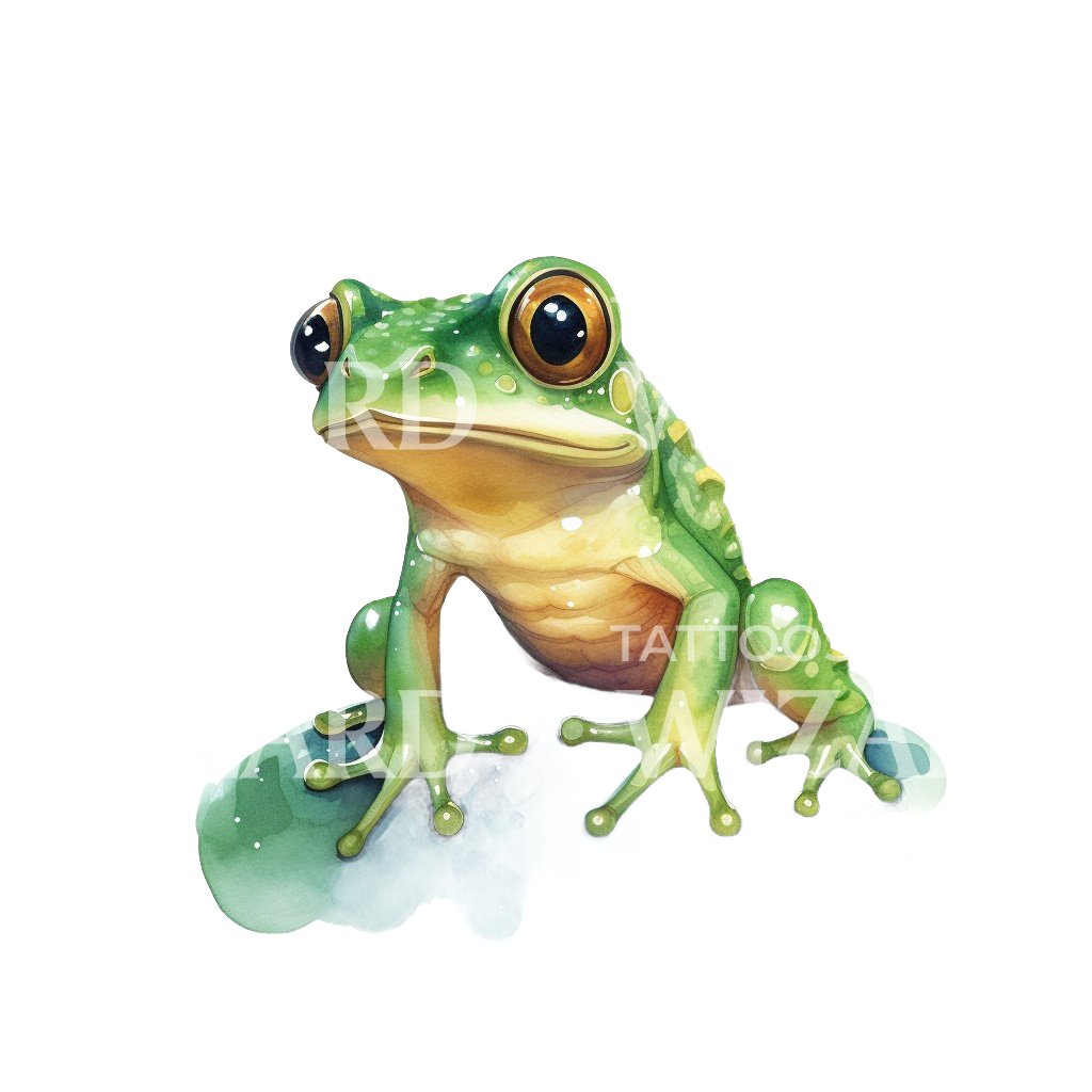 Watercolor Frog Tattoo Design